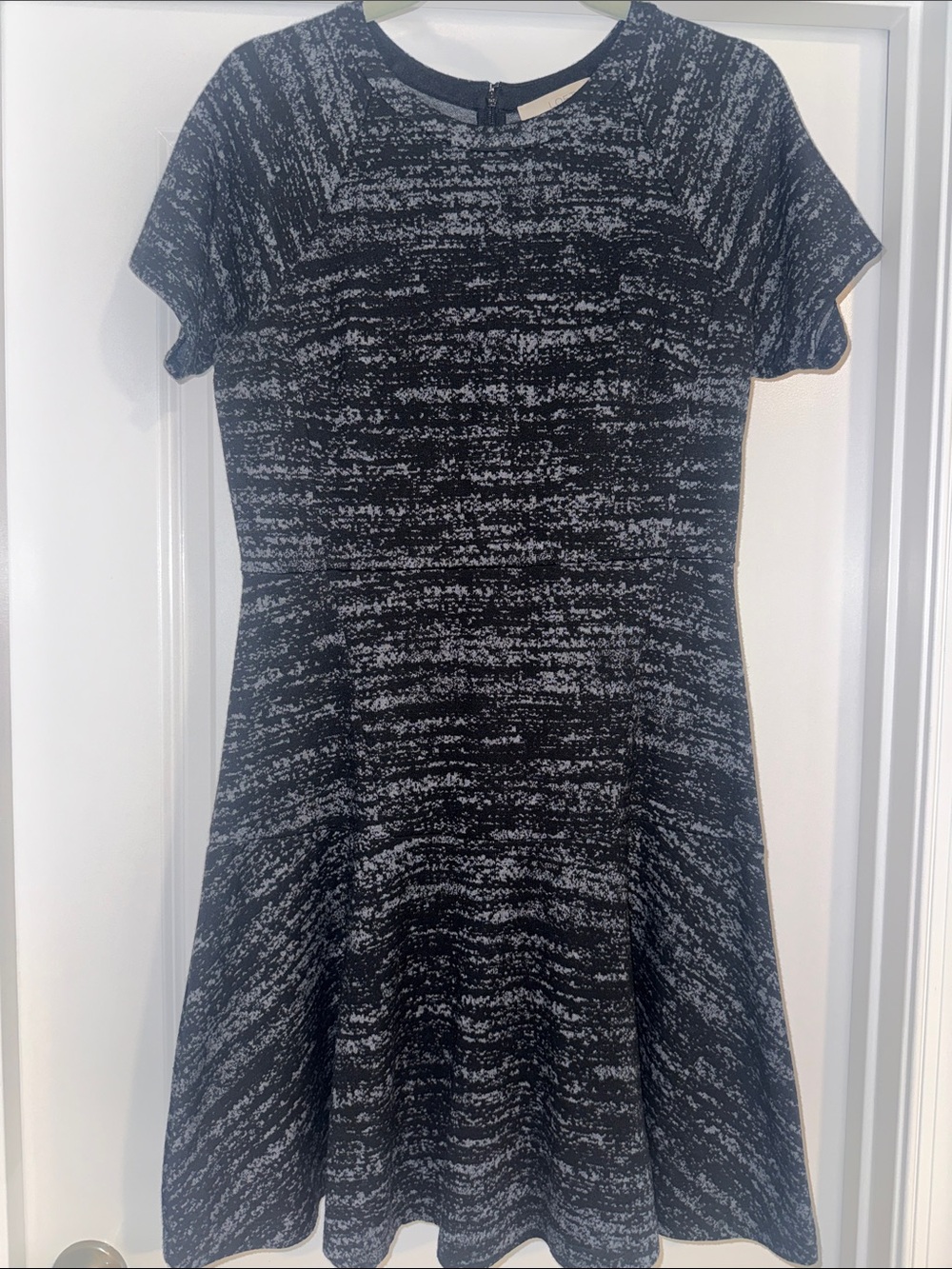 LOFT Black and Grey Textured Fit-and-Flare Tunic